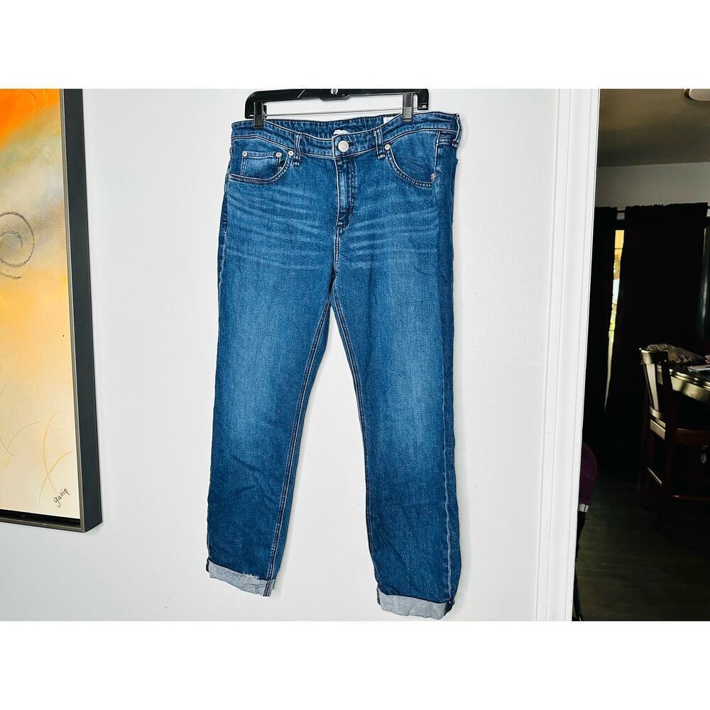 RAG & BONE Dark Wash Denim Slim Cuffed Hemline Whisked Jeans Size 32